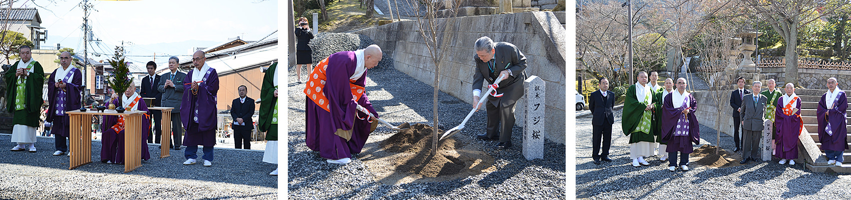 2012年2月20日清水寺での仁王門のすぐ横での植樹式の様子