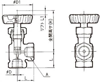 DUE-32A-R｜黄銅製ニードルバルブ NEEDLE VALVES｜手動アングル 