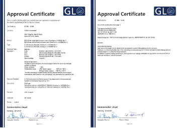 Acquired ultra low temperature valve type certification by GL (Germanischer Lloyd)