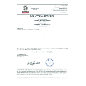 Fujikin acquires 2&5 manifold valve type certification by BV (Bureau Veritas)
