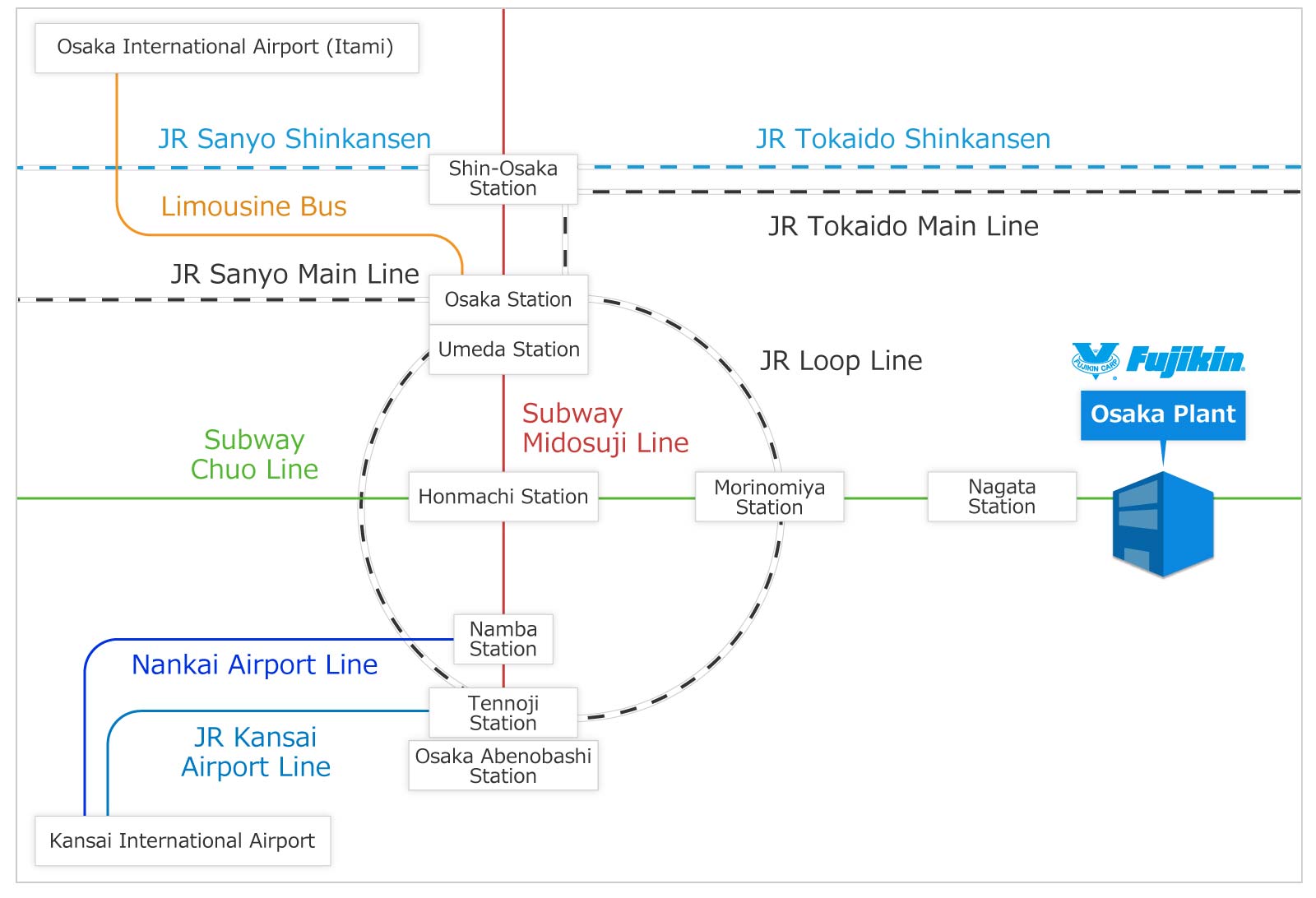 Fujikin Osaka Factory - Higashiosaka Route Map