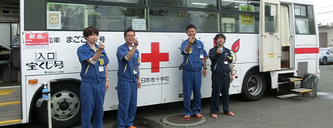 Tohoku Factory Employees after donating blood