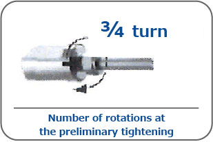 3/4 rotation for the preliminary tightening