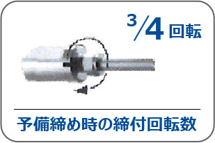 3/4回転 予備締め時の締付回転数